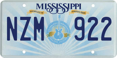 MS license plate NZM922