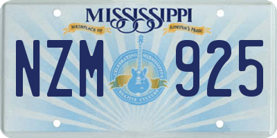 MS license plate NZM925