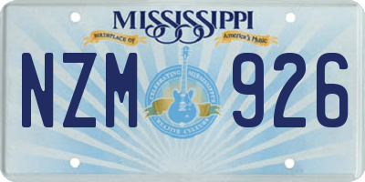 MS license plate NZM926