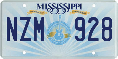 MS license plate NZM928
