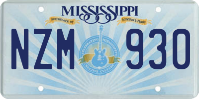 MS license plate NZM930