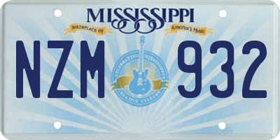 MS license plate NZM932