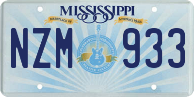 MS license plate NZM933