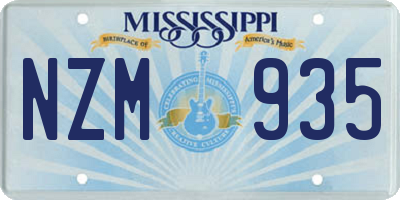 MS license plate NZM935