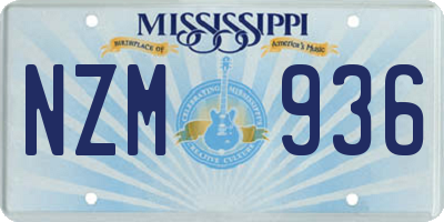 MS license plate NZM936