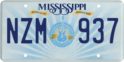 MS license plate NZM937