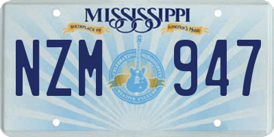 MS license plate NZM947
