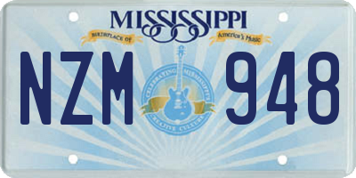 MS license plate NZM948