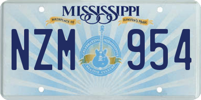 MS license plate NZM954
