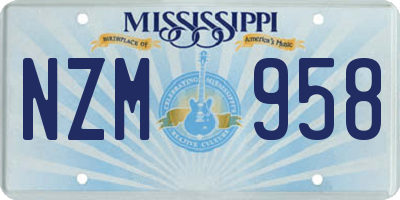 MS license plate NZM958