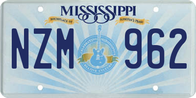 MS license plate NZM962