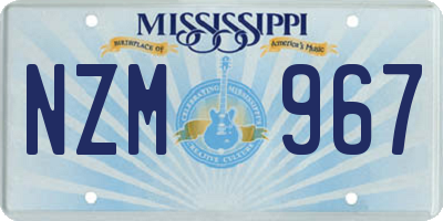 MS license plate NZM967