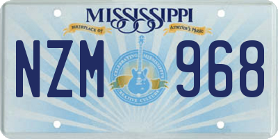 MS license plate NZM968
