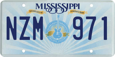 MS license plate NZM971