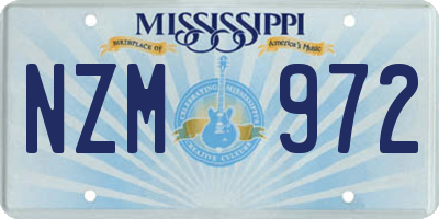 MS license plate NZM972