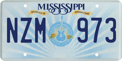 MS license plate NZM973