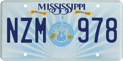 MS license plate NZM978