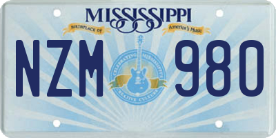 MS license plate NZM980