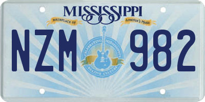MS license plate NZM982