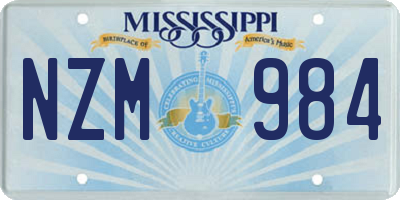 MS license plate NZM984