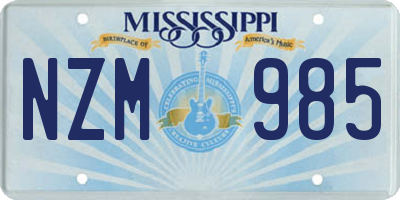 MS license plate NZM985