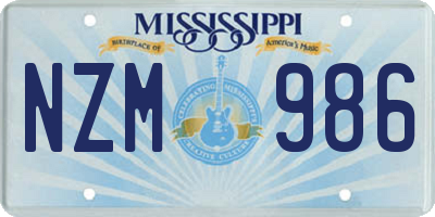 MS license plate NZM986