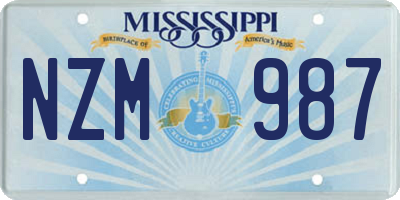 MS license plate NZM987
