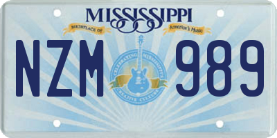 MS license plate NZM989