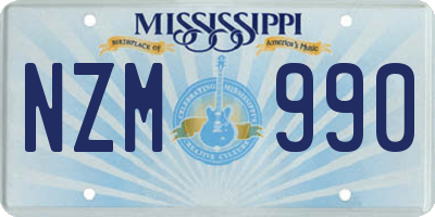 MS license plate NZM990