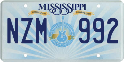 MS license plate NZM992