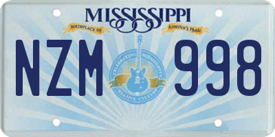 MS license plate NZM998