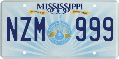 MS license plate NZM999