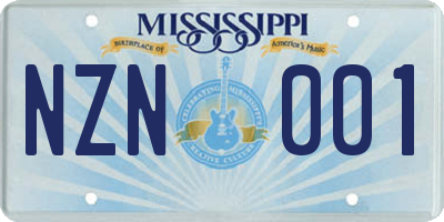 MS license plate NZN001