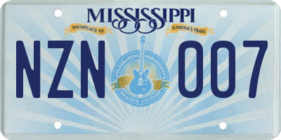 MS license plate NZN007