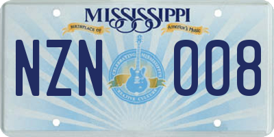 MS license plate NZN008