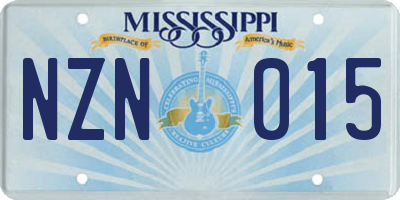 MS license plate NZN015