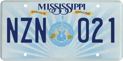 MS license plate NZN021