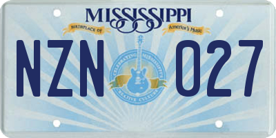 MS license plate NZN027