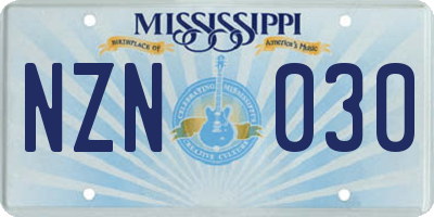MS license plate NZN030
