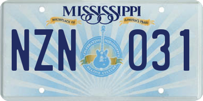 MS license plate NZN031
