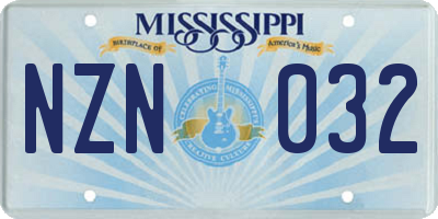 MS license plate NZN032