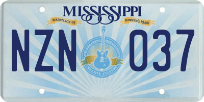 MS license plate NZN037