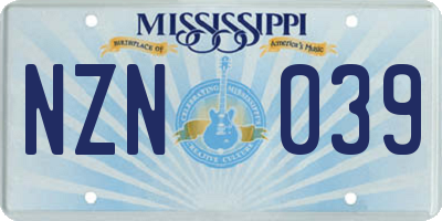 MS license plate NZN039