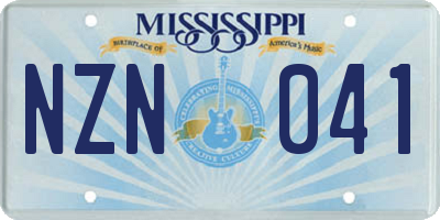 MS license plate NZN041
