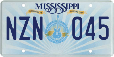 MS license plate NZN045