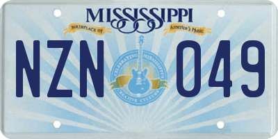 MS license plate NZN049