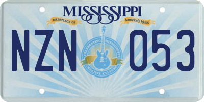 MS license plate NZN053