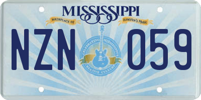 MS license plate NZN059