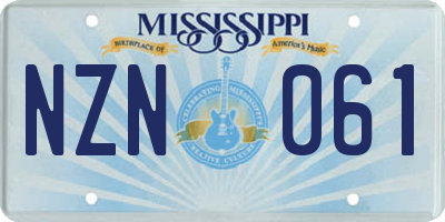 MS license plate NZN061