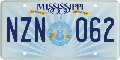 MS license plate NZN062